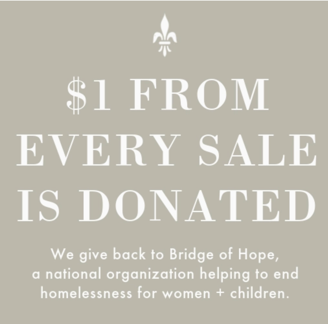 Charity sale promotional sign: $1 from every sale helps Bridge of Hope