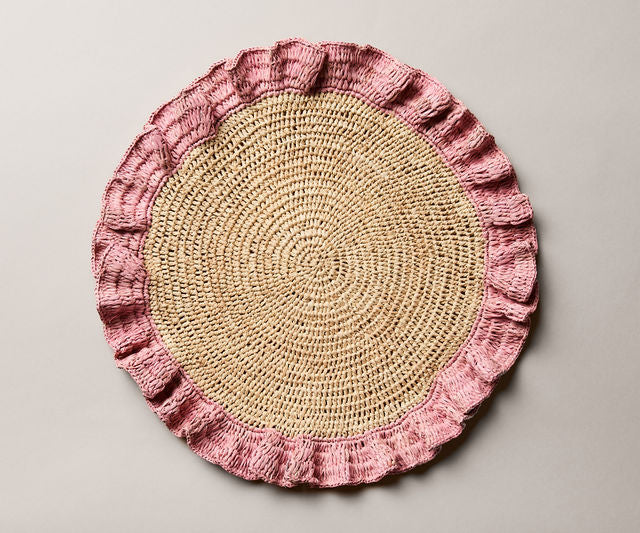 Handwoven Raffia Ruffle Placemat