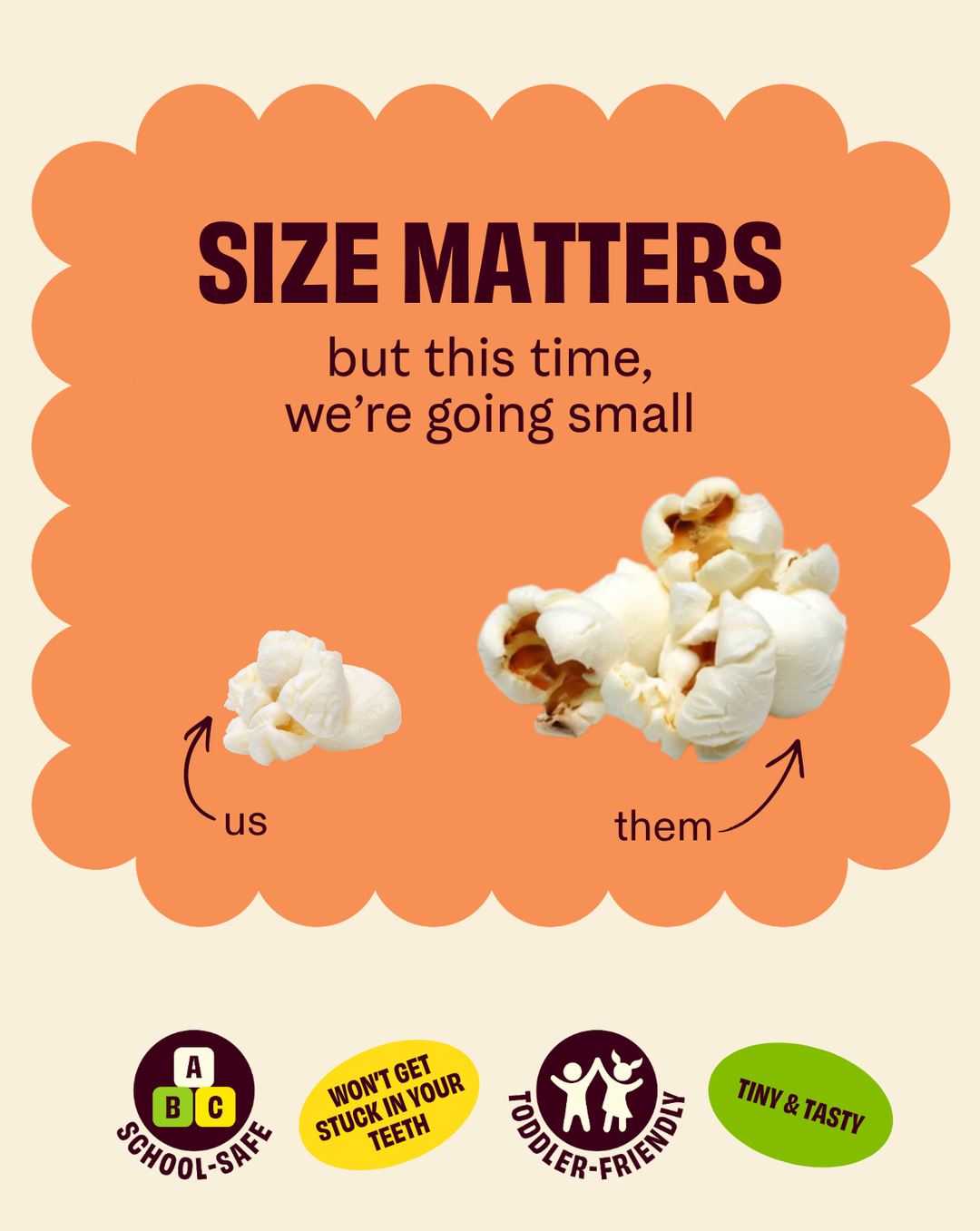 Popcorn snack kernels in white pieces, shown as small portion