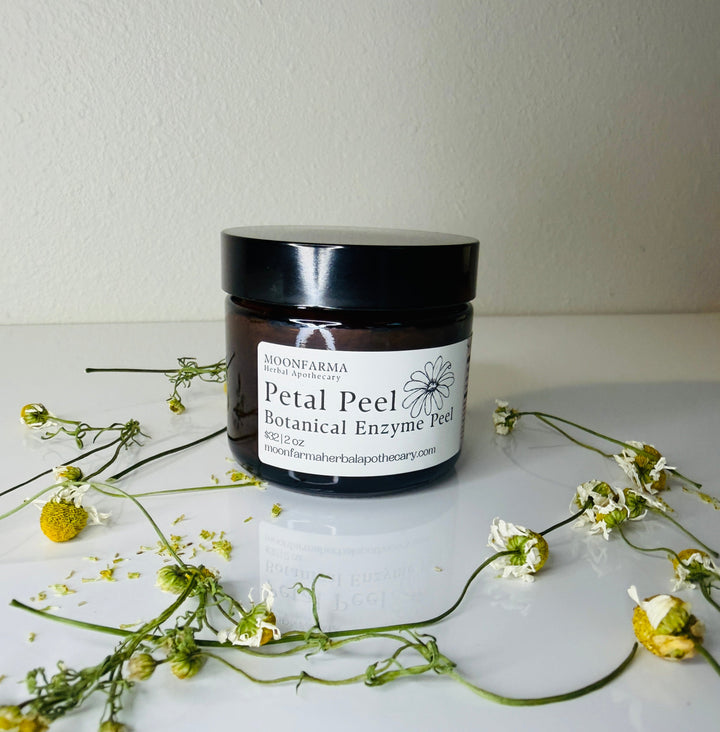 Botanical enzyme peel jar with black lid