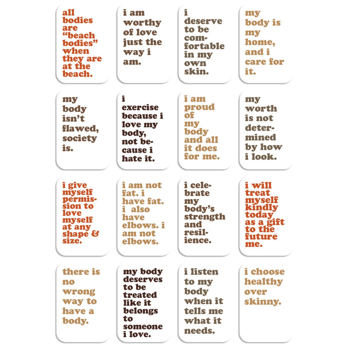 Body Positive Affirmation Cards, Deck of 16