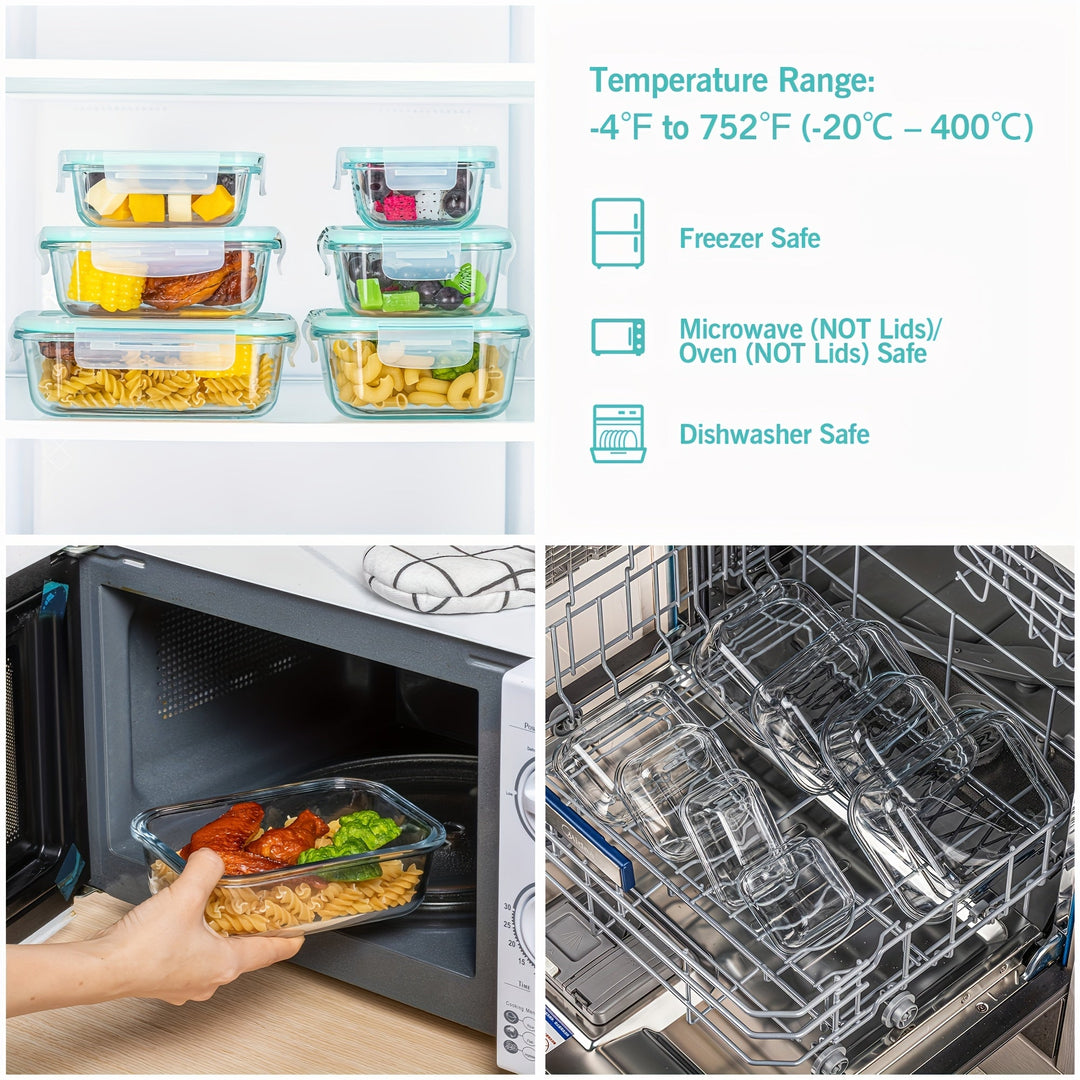 Glass Containers with Airtight Lids–16‑Piece Set