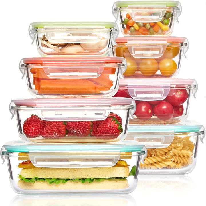 Glass Containers with Airtight Lids–16‑Piece Set