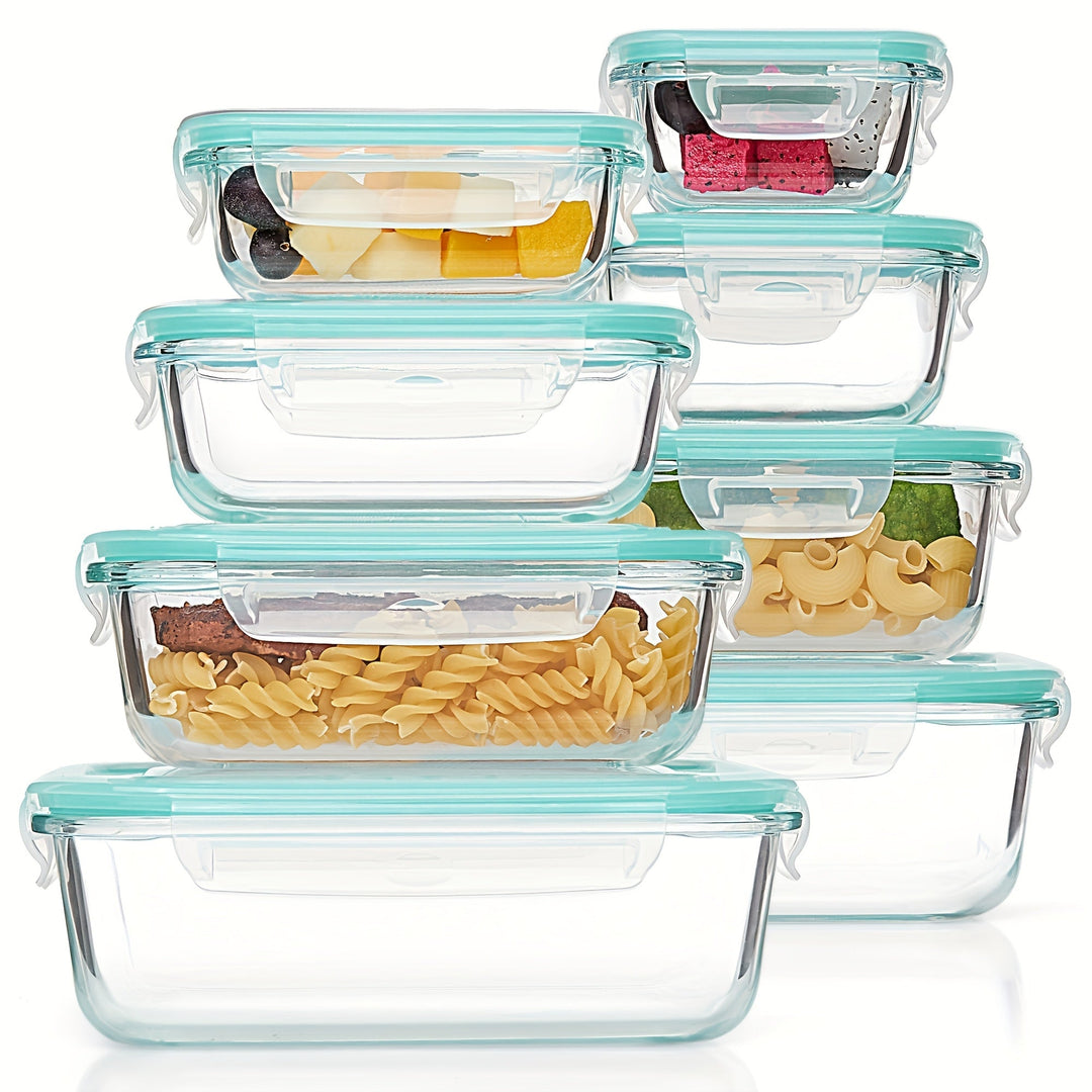 Glass Containers with Airtight Lids–16‑Piece Set