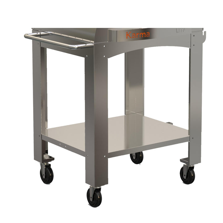 Stainless steel rolling stand cart with open shelves and four swivel casters