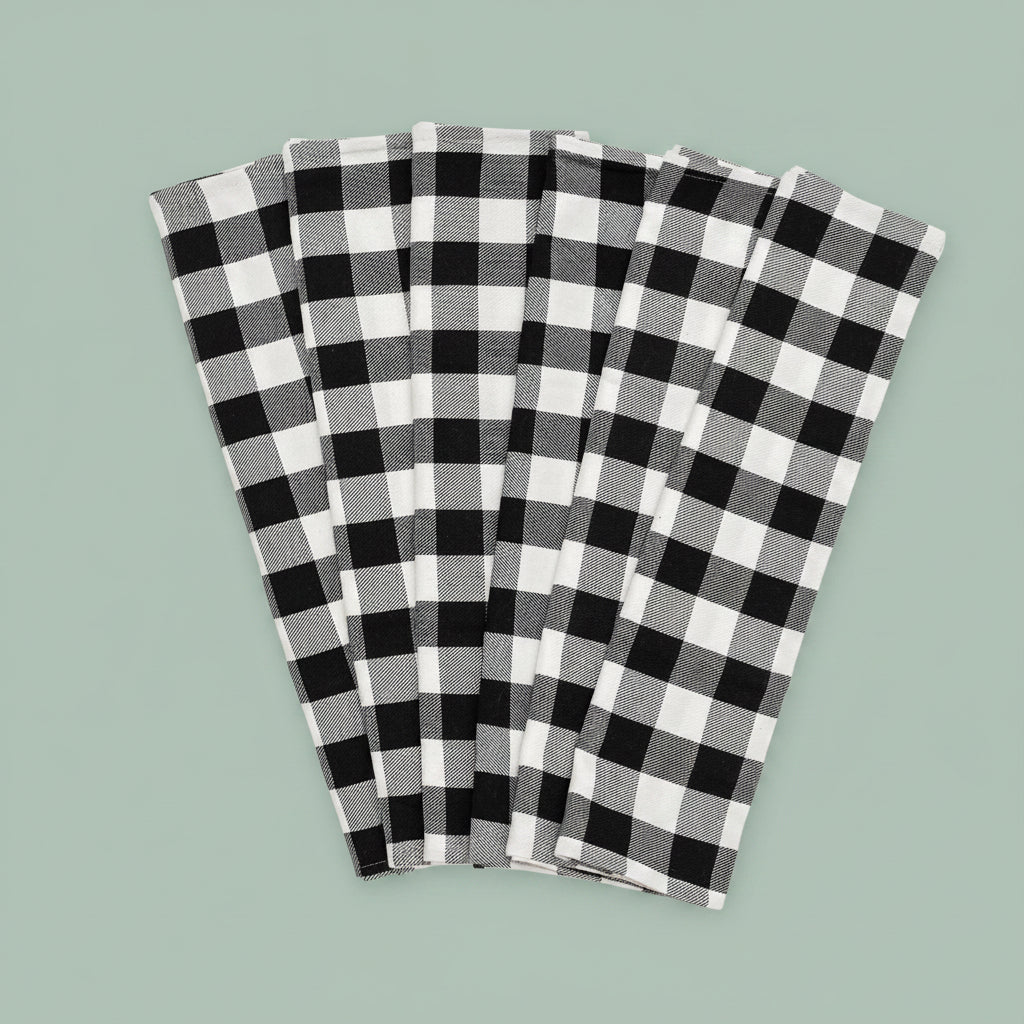 Cotton Plaid Kitchen Towels (Set of 6