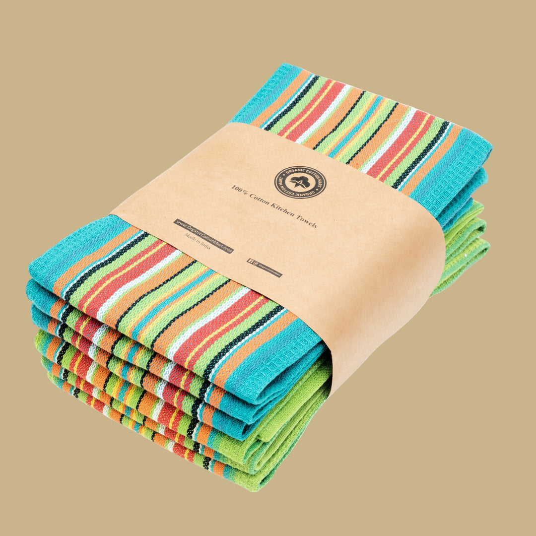 Salsa Stripe Kitchen Towels—100% Cotton (Pack of 6)