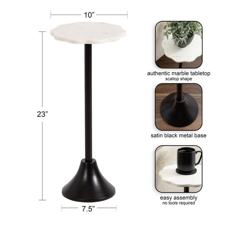 Sanzo Scalloped Marble and Metal Table