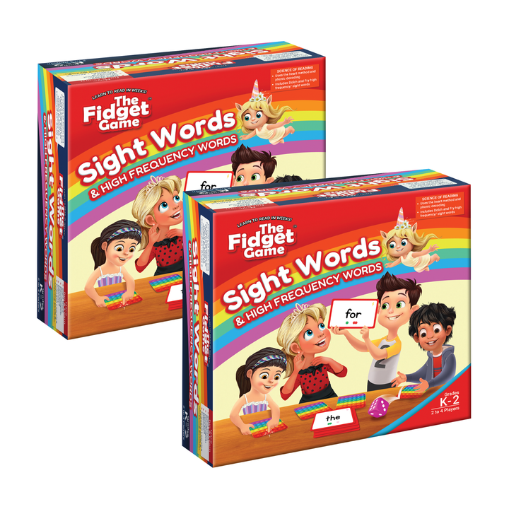 Sight words board game box set with colorful character artwork and branding