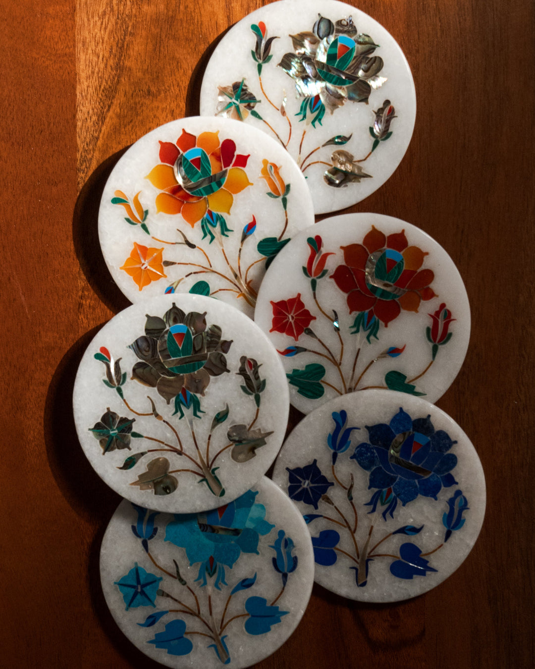 Mughal Multicolored Inlay Coaster Set