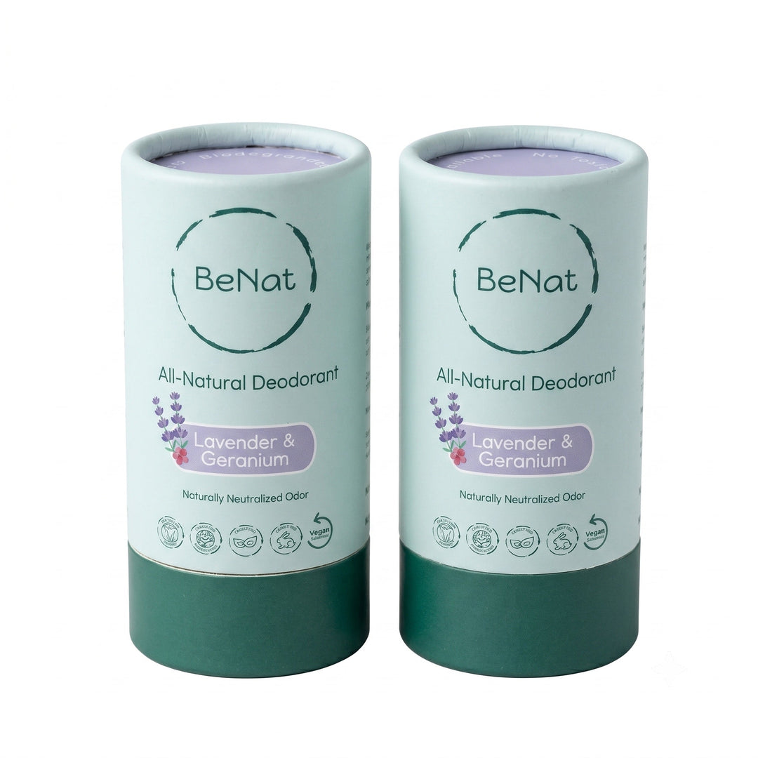 Lavender & geranium all-natural deodorant sticks, 2-pack in paper tubes