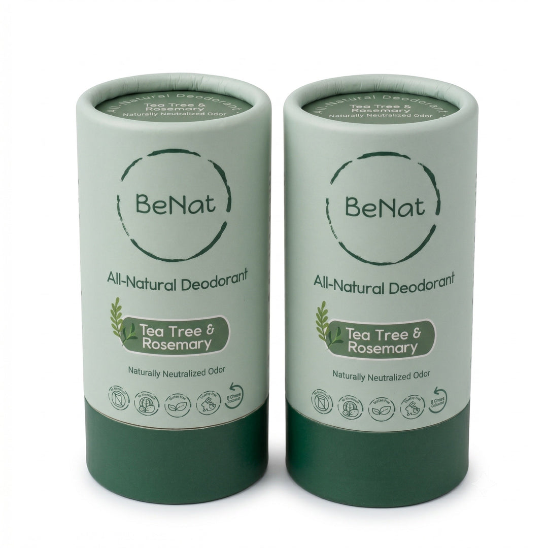 BeNaT all-natural deodorant sticks, Tea Tree & Rosemary, 2-pack