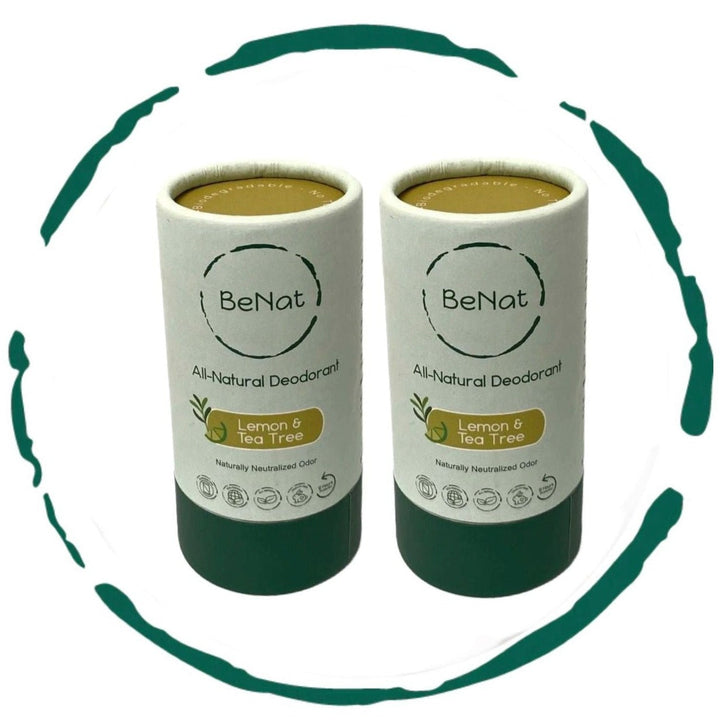 All-natural deodorant sticks, lemon & tea tree scent, 2-pack in paper tubes