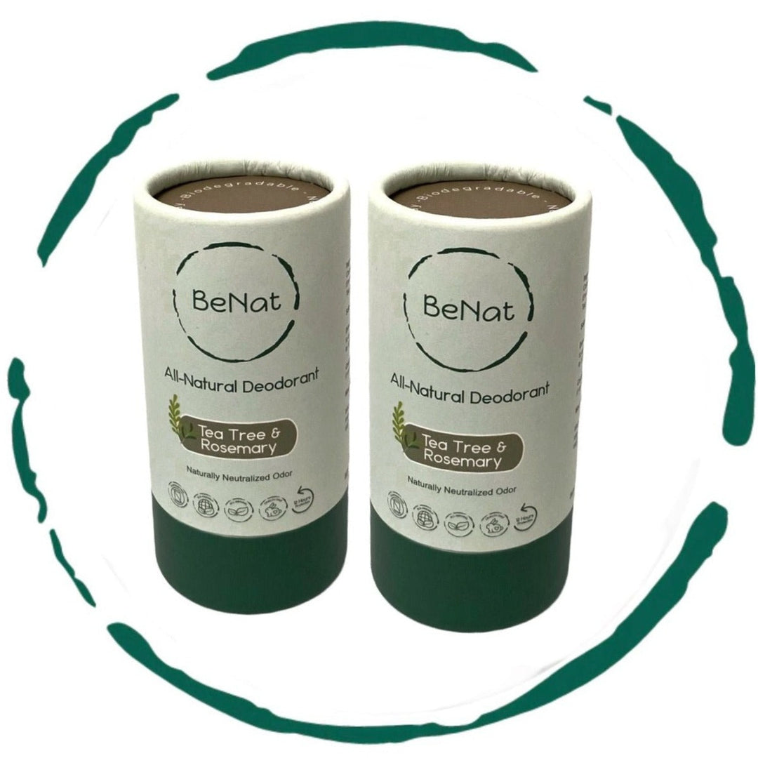 All-natural deodorant sticks, tea tree & rosemary scent, 2-pack in paper tubes