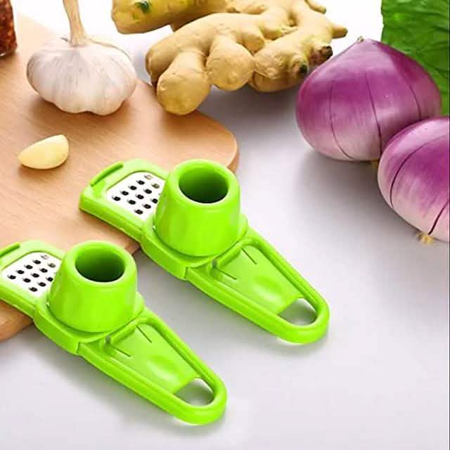 Stainless Steel Garlic & Vegetable Cutter—2‑Piece Set