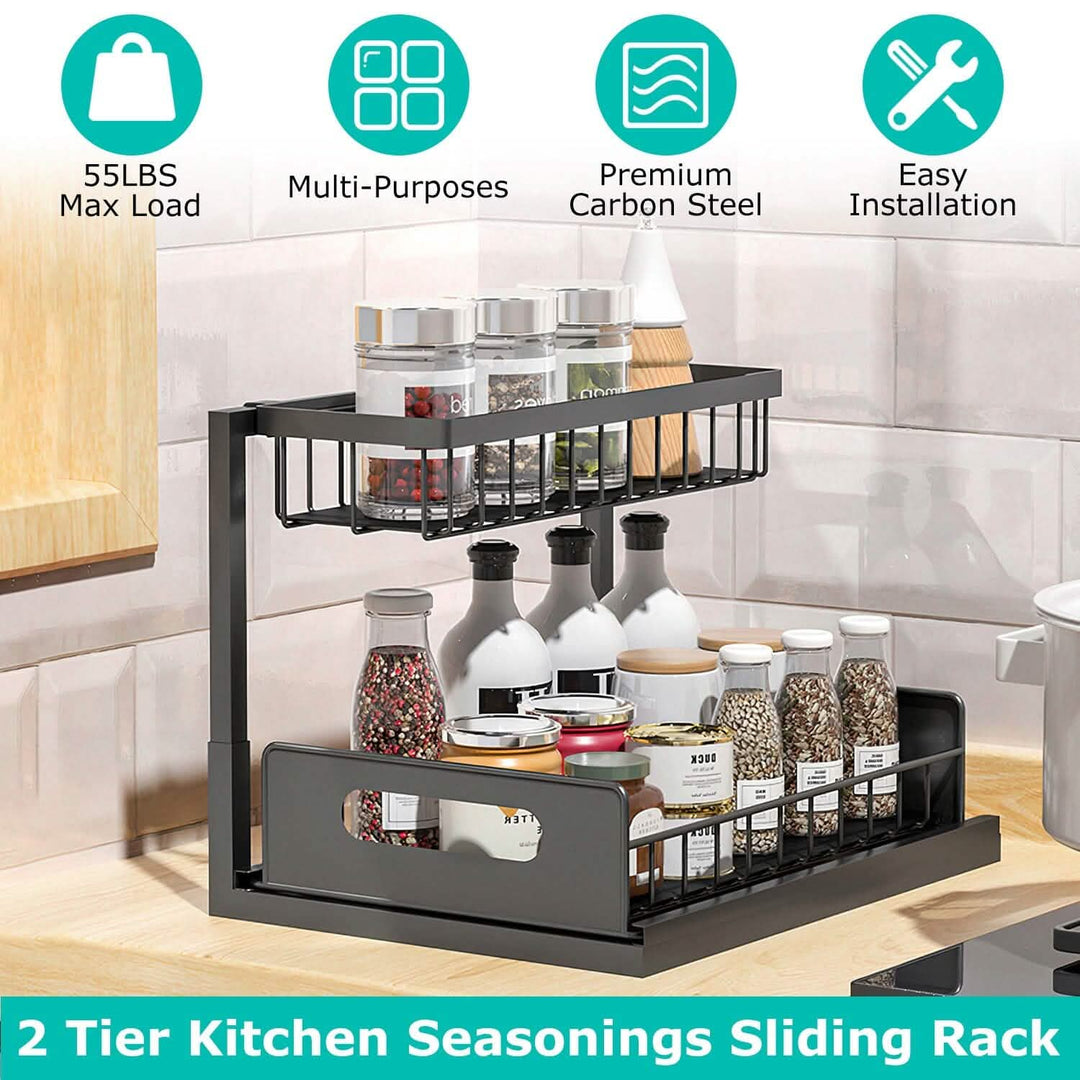 Under Sink 2-Tier Organizer with Pull‑Out Basket