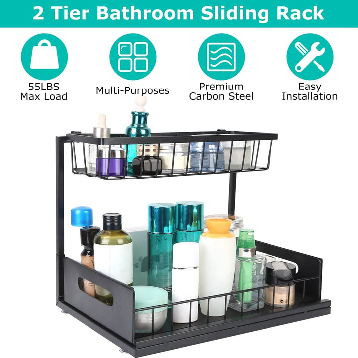Under Sink 2-Tier Organizer with Pull‑Out Basket