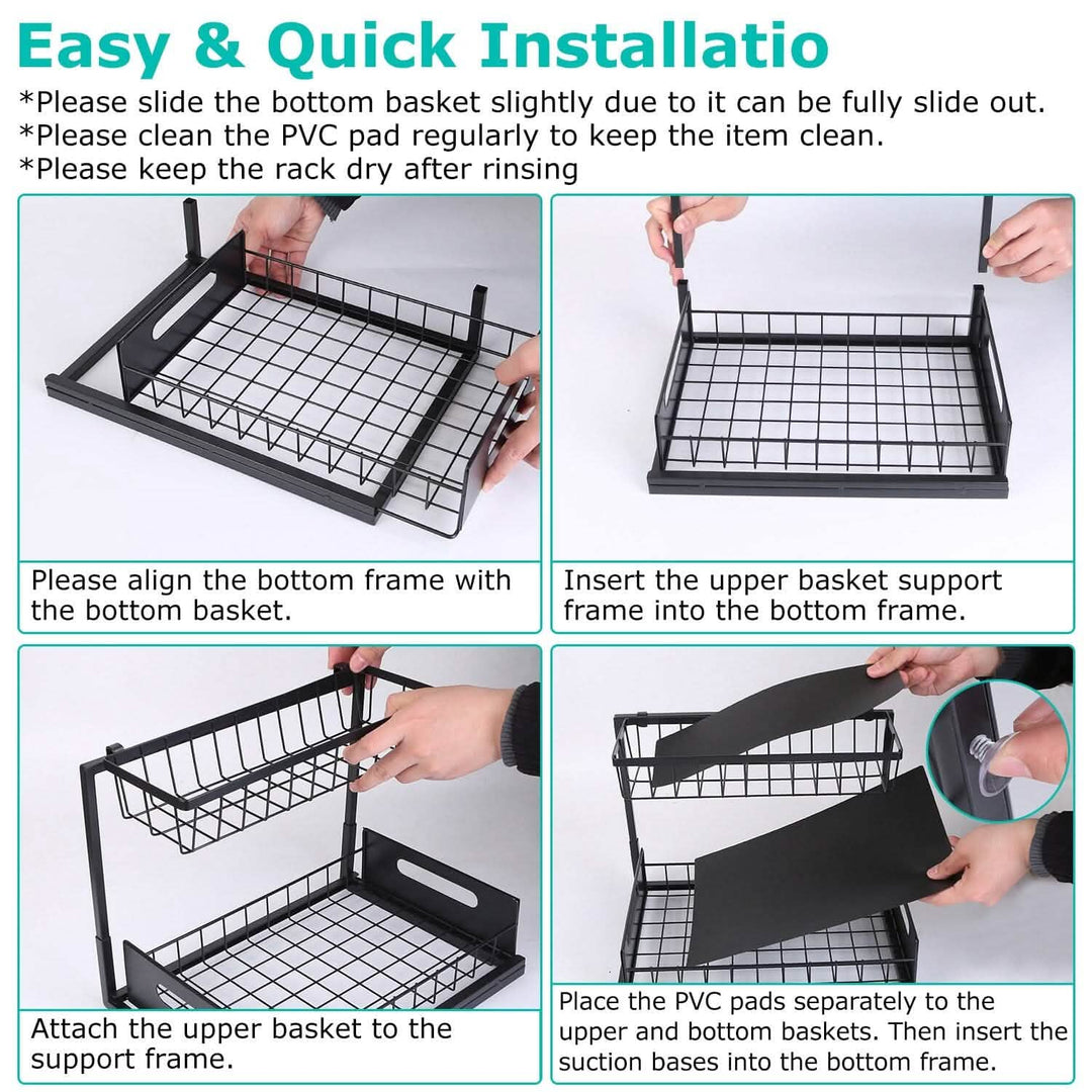 Under Sink 2-Tier Organizer with Pull‑Out Basket