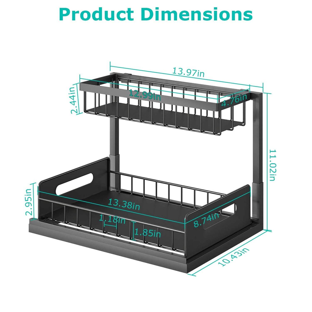 Under Sink 2-Tier Organizer with Pull‑Out Basket