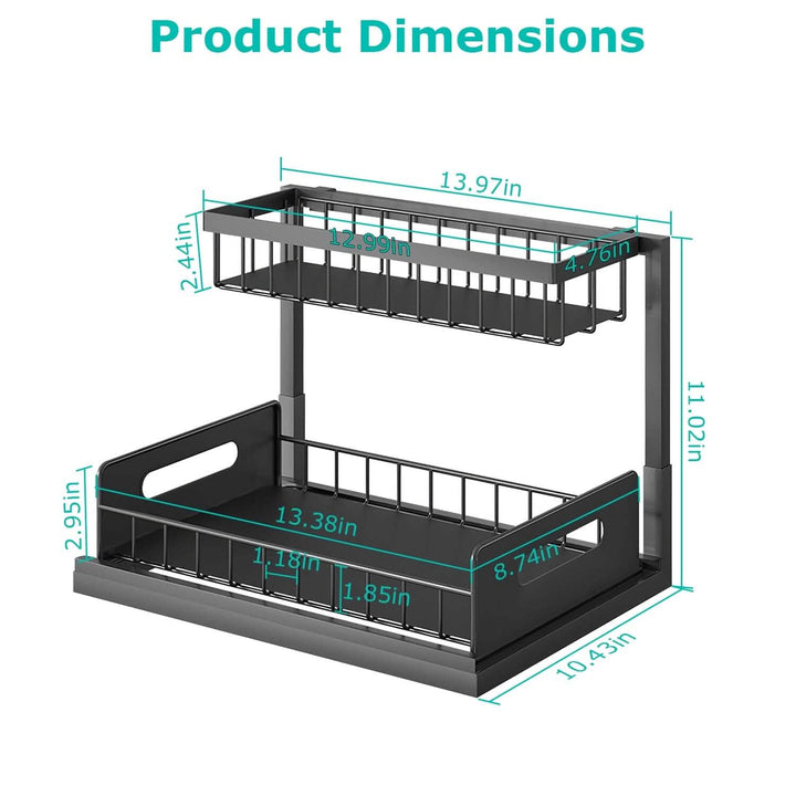 Under Sink 2-Tier Organizer with Pull‑Out Basket