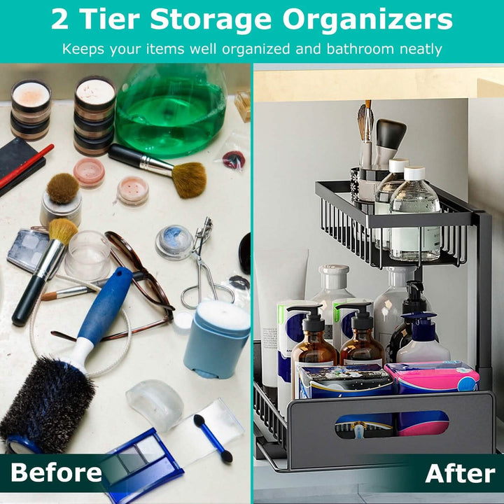 Under Sink 2-Tier Organizer with Pull‑Out Basket