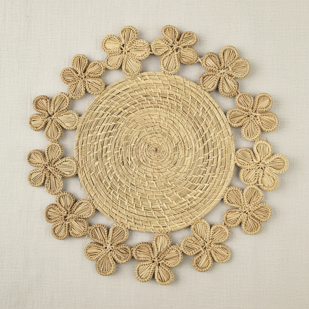 Plumeria Handwoven Iraca Placemat