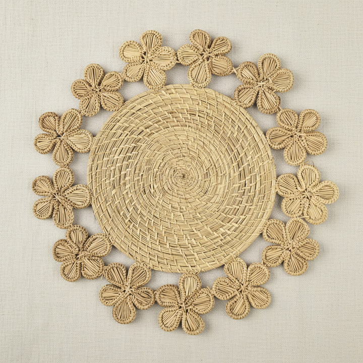 Plumeria Handwoven Iraca Placemat