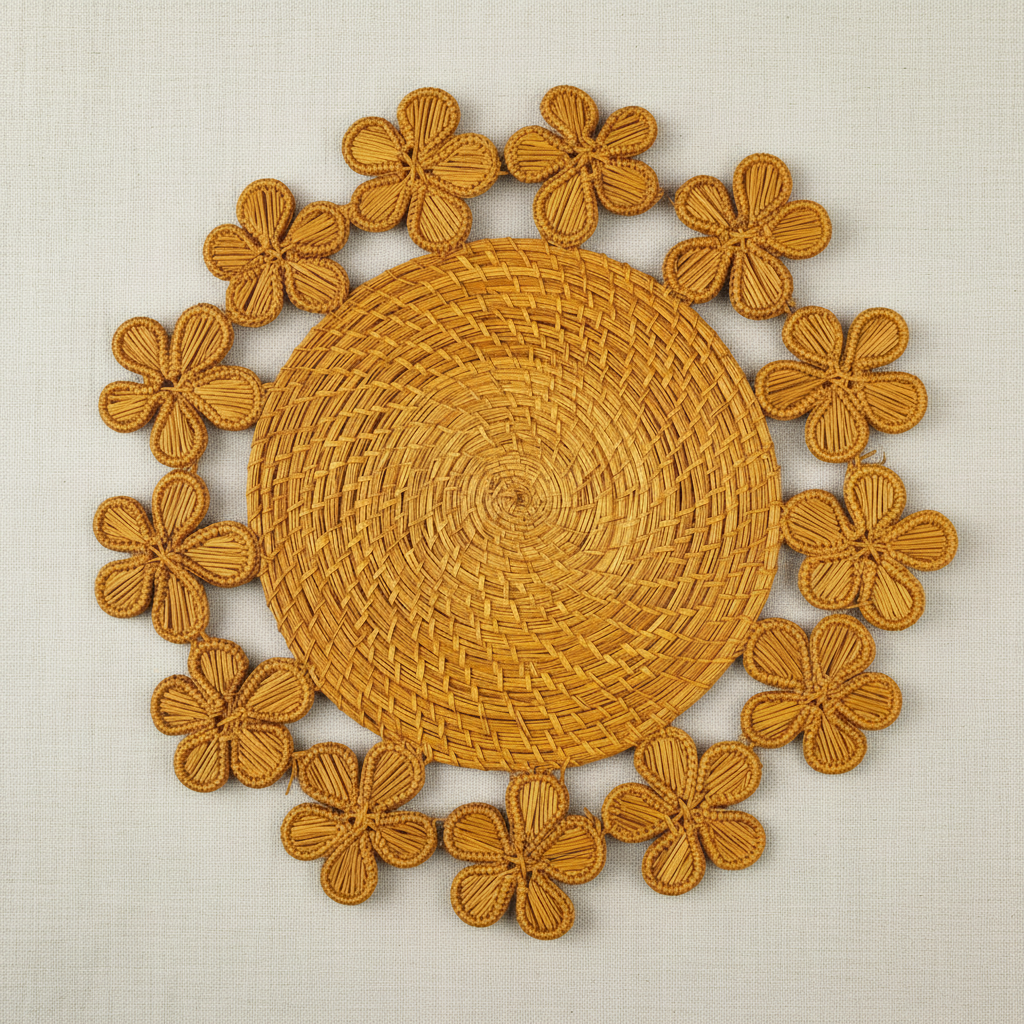 Plumeria Handwoven Iraca Placemat