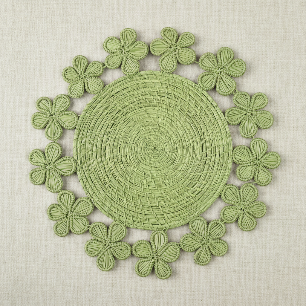 Plumeria Handwoven Iraca Placemat