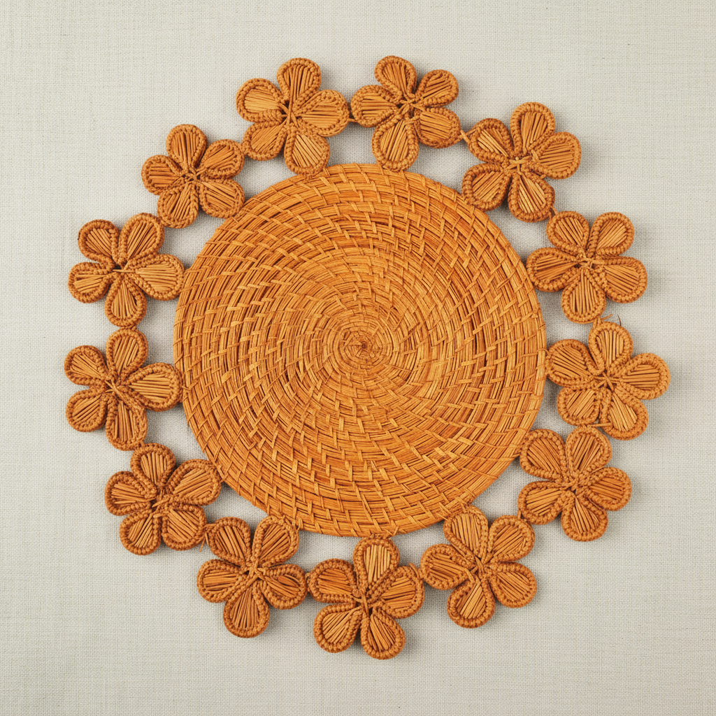 Plumeria Handwoven Iraca Placemat