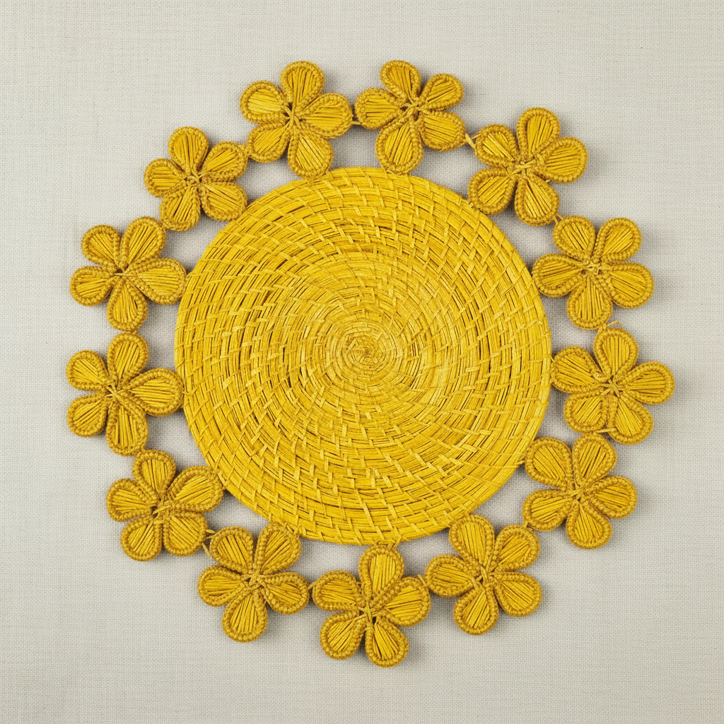 Plumeria Handwoven Iraca Placemat