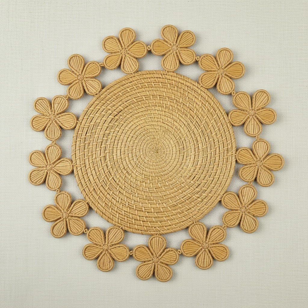 Plumeria Handwoven Iraca Placemat