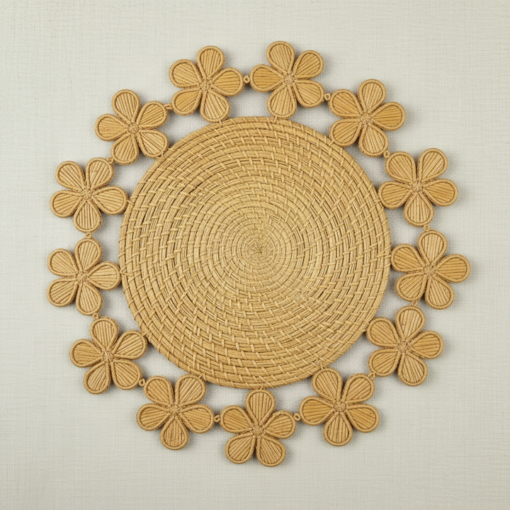 Plumeria Handwoven Iraca Placemat