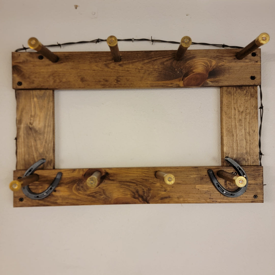 Vertical wall-hanging ball cap organizer frame with metal hooks and loop hangers
