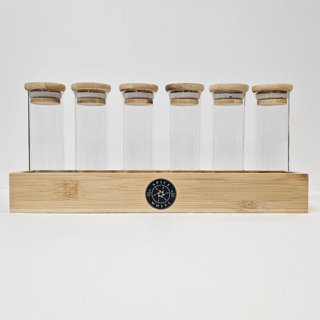 lass Storage Tube Collection with Bamboo Box