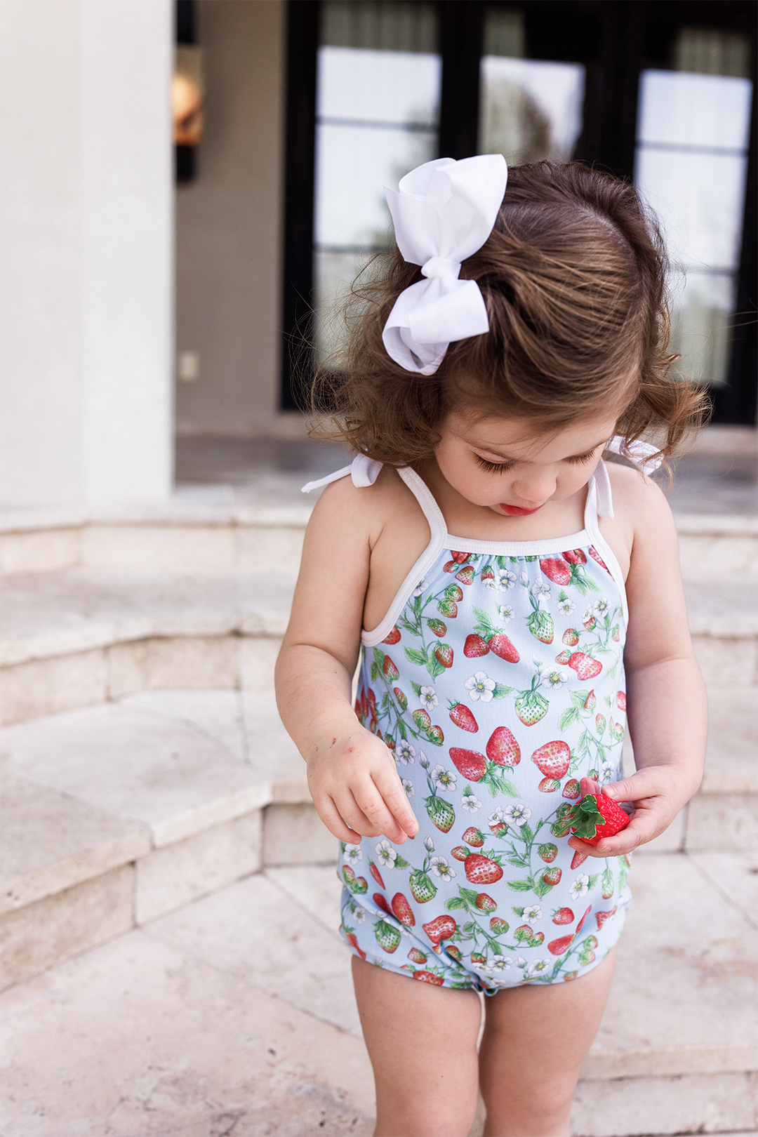 Strawberry Fields Organic Cotton Shoulder-Tie Onesie