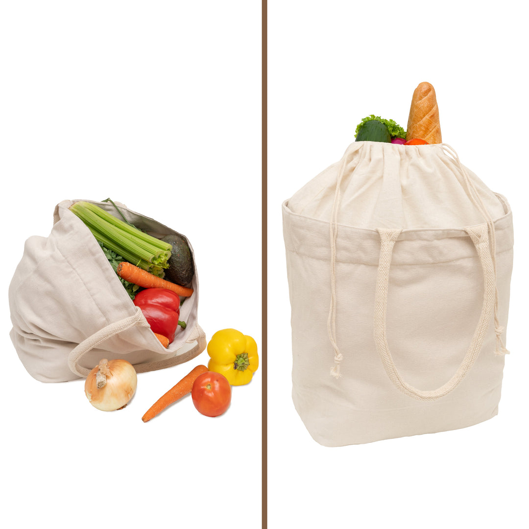 Organic Canvas Grocery Tote with Drawstring