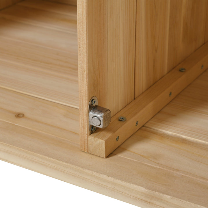 Fir Wood Kitchen Island with Stainless Steel Top