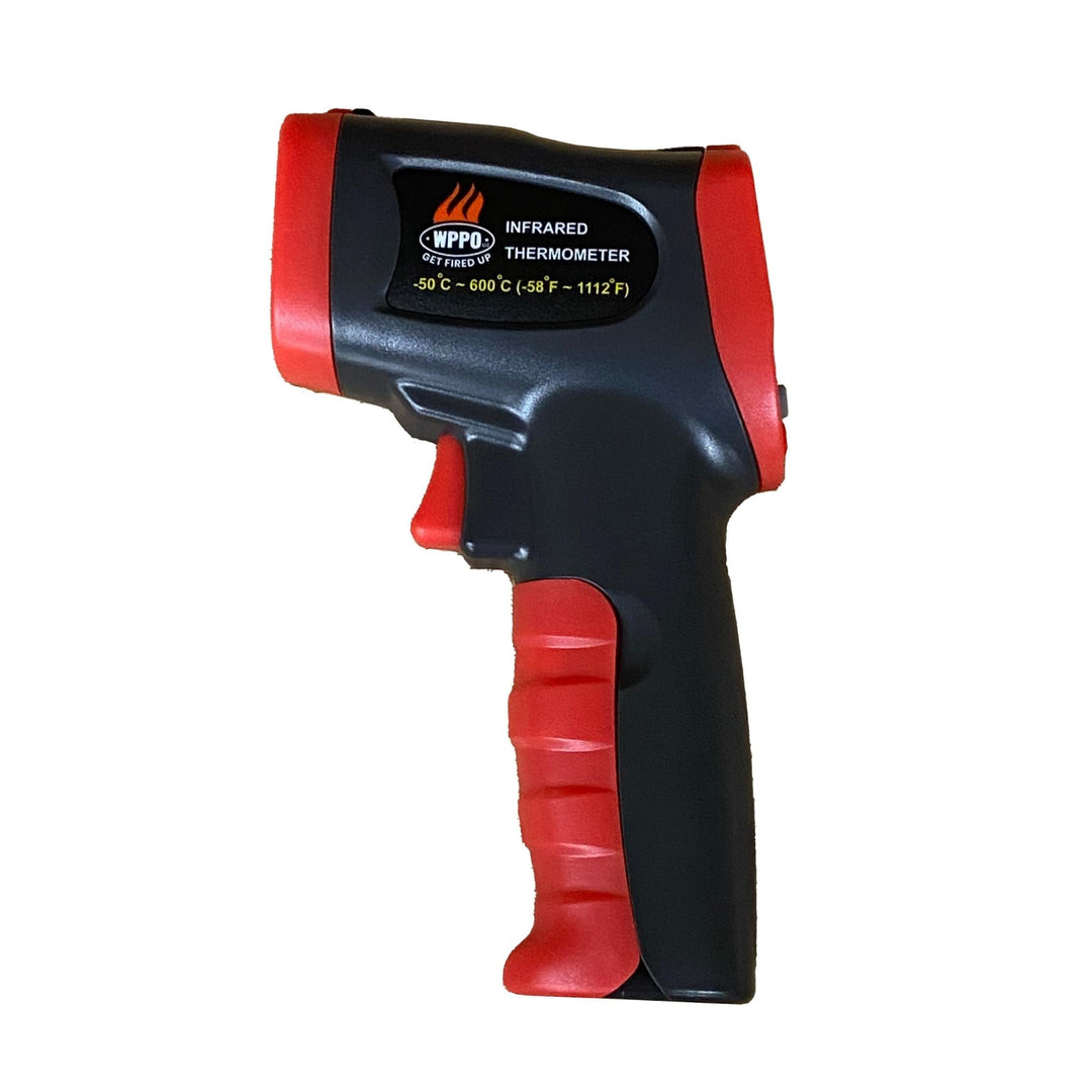 Infrared thermometer for high-temperature wood-fired ovens, red and black handheld