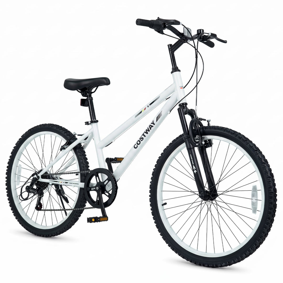 Kids mountain bike with front suspension fork and 24-inch wheels