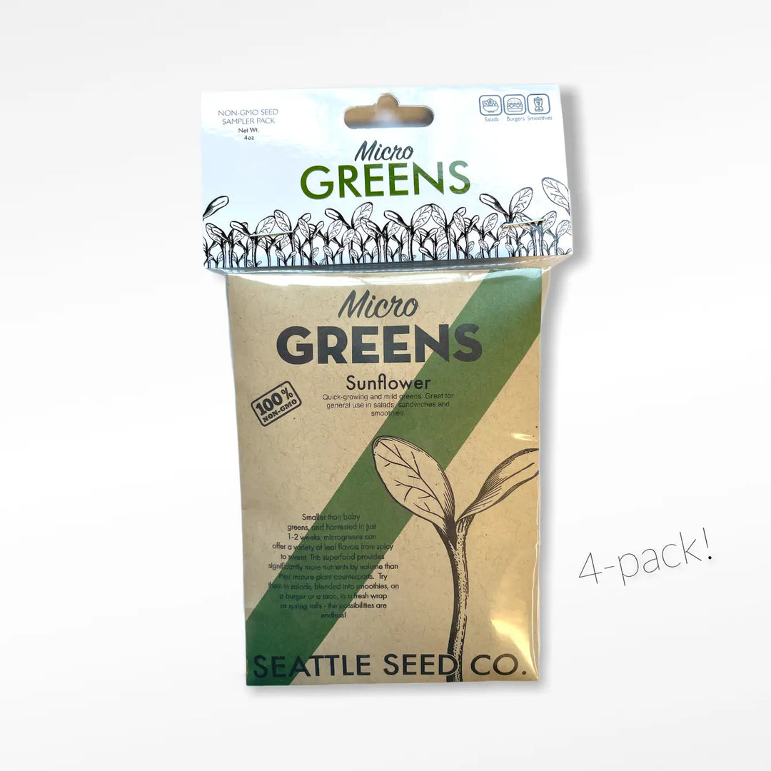 Micro greens seed packet sampler pack, Seattle Seed Co. bag with hanging top