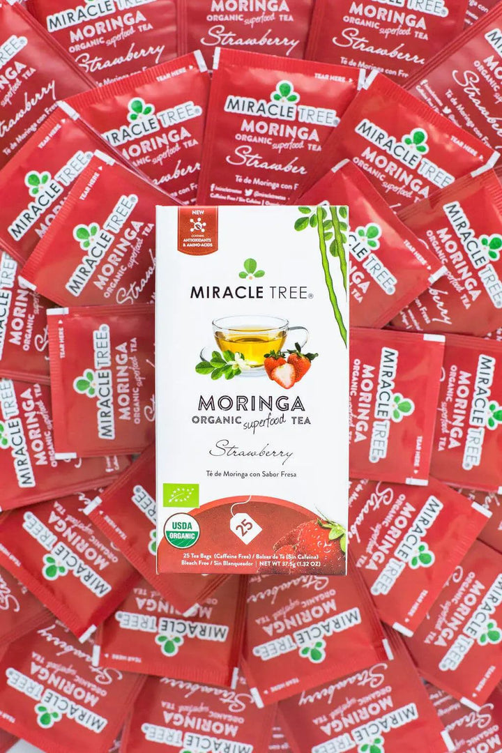 Organic Moringa Tea - Strawberry - Caffeine-Free Herbal Tea