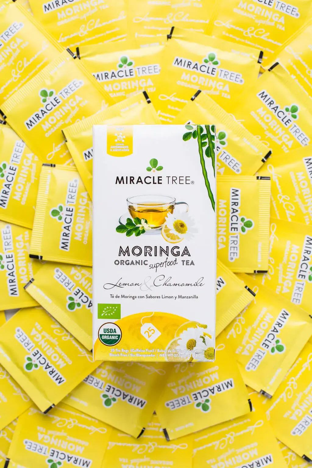 Organic Moringa Tea - Lemon & Chamomile - Caffeine-Free Herbal Tea