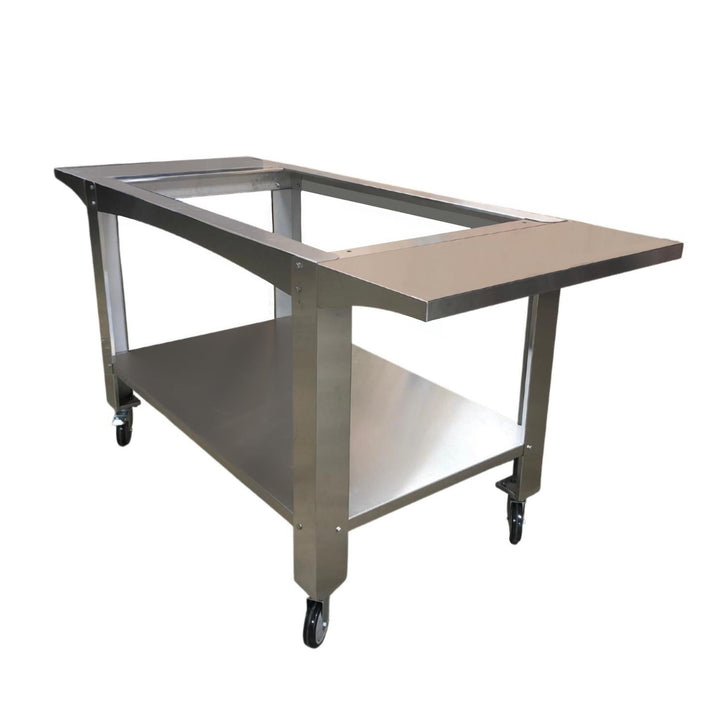 Rectangular stainless steel cart stand with open bottom shelf and swivel casters