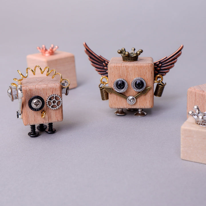 DIY Timberbot Kit – Build 2 Wooden Robots, Make Keychains & Necklaces