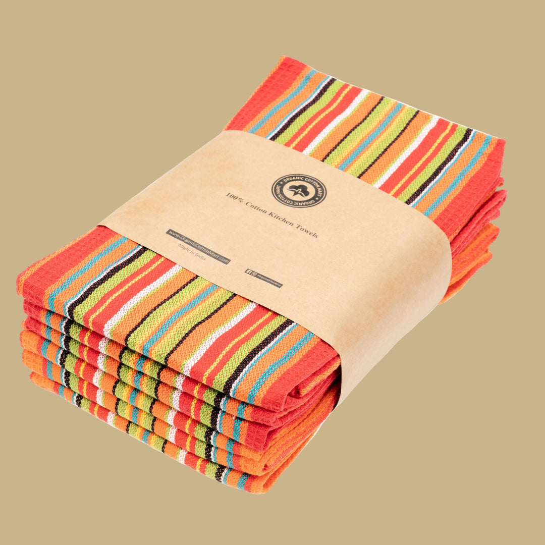 Salsa Stripe Kitchen Towels—100% Cotton (Pack of 6)