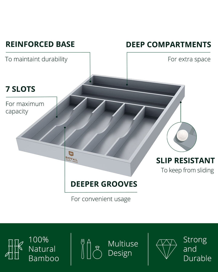 Gray Silverware Drawer Organizer