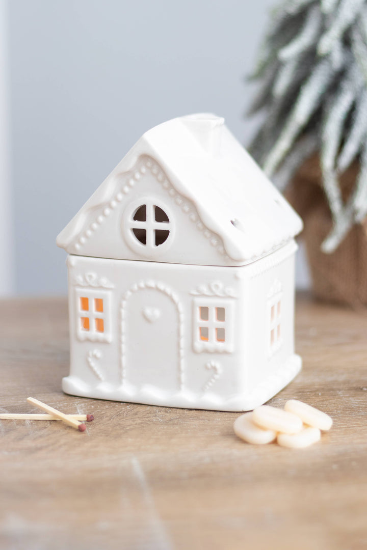 White Gingerbread House Tealight Wax Warmer