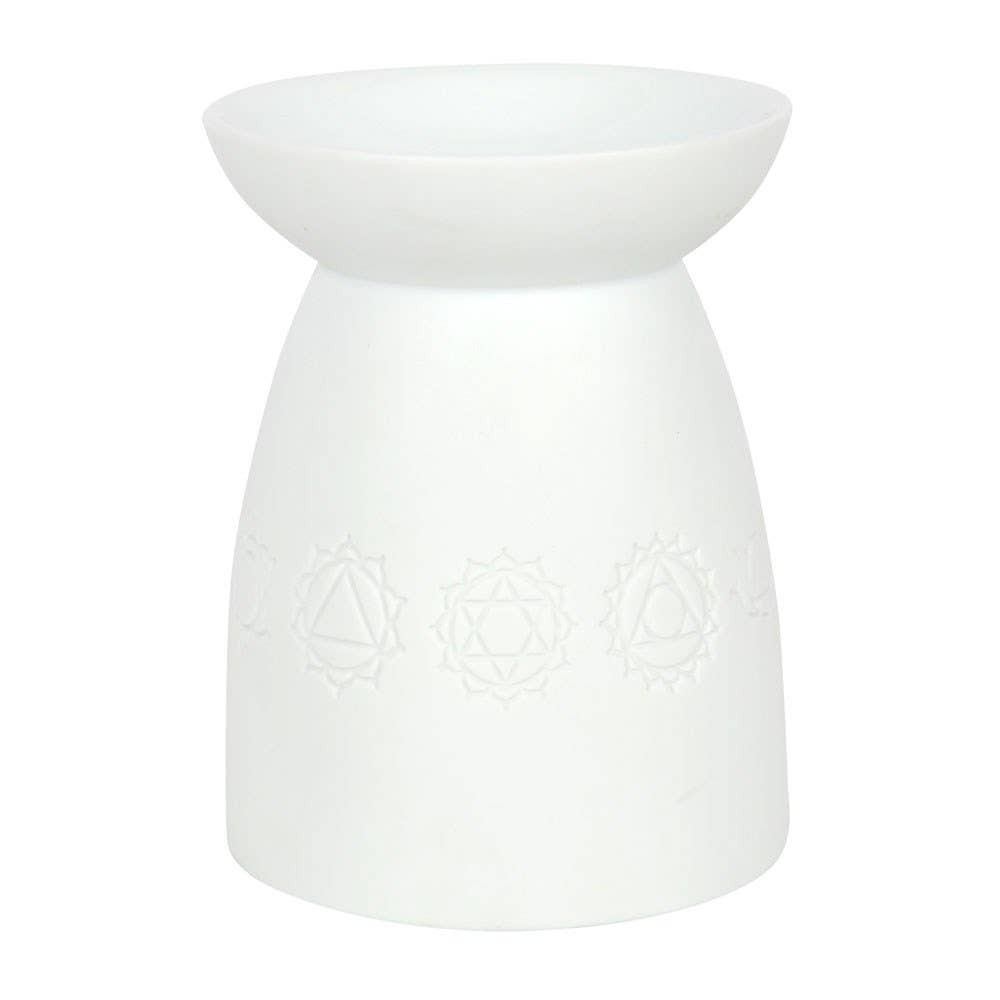 White Ceramic Seven Chakra Tealight Wax Warmer