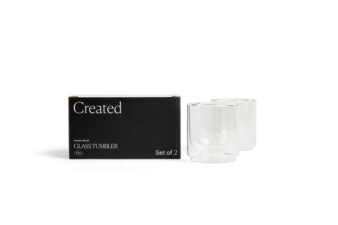 Clear glass tumbler set of 2 with included retail box